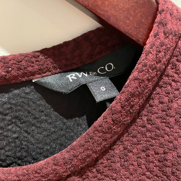 RW&Co Burgundy Fit and Flare Dress Size 0 - Picture 4 of 4